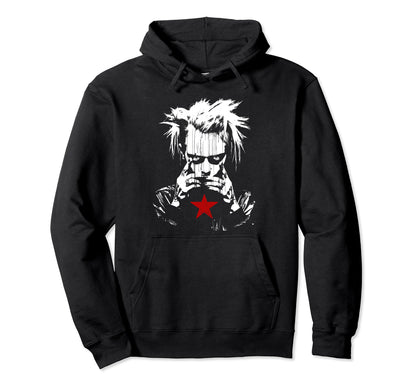Grunge Distressed Punk And Red Color Hoodie - Minimalist Print Men Women