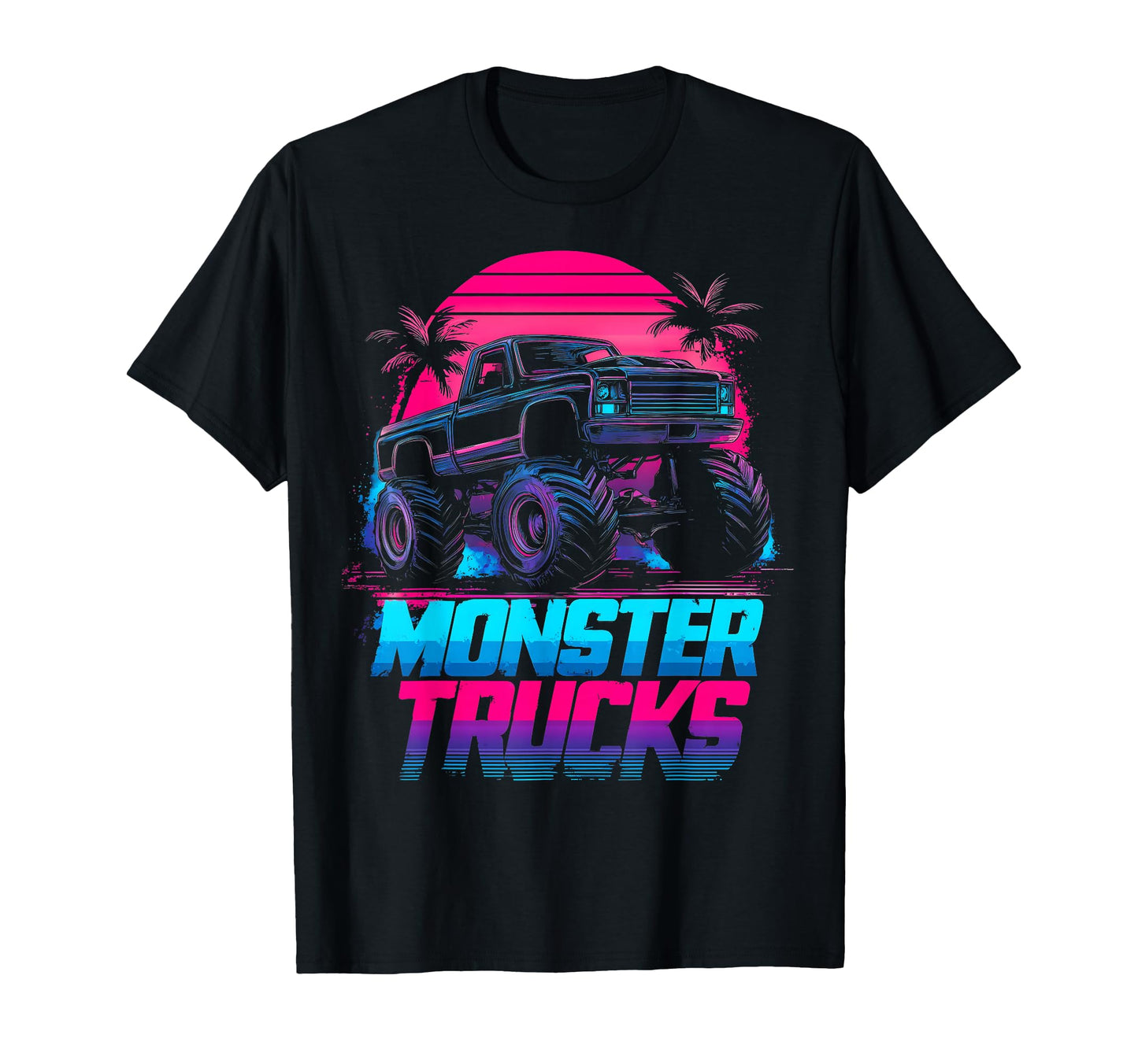 Monster Truck 4 Wheeler Vaporwave T-Shirt - Novelty Apparel for Adults