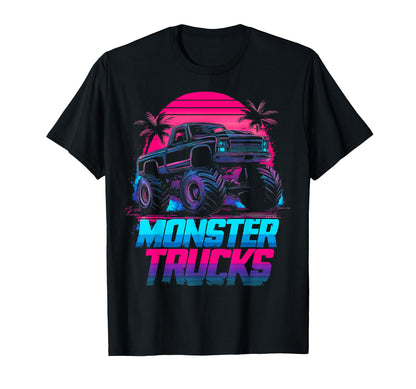 Monster Truck 4 Wheeler Vaporwave T-Shirt - Novelty Apparel for Adults