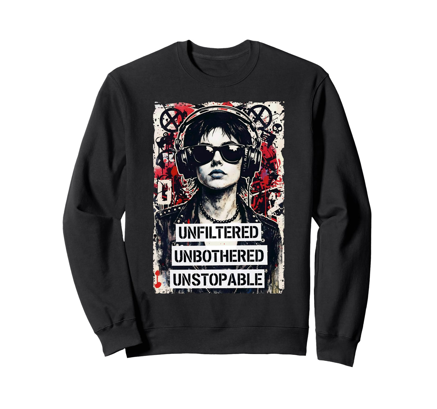 Punk 90S Grunge Urban Street Art Sweatshirt - Graphic Print Men Women