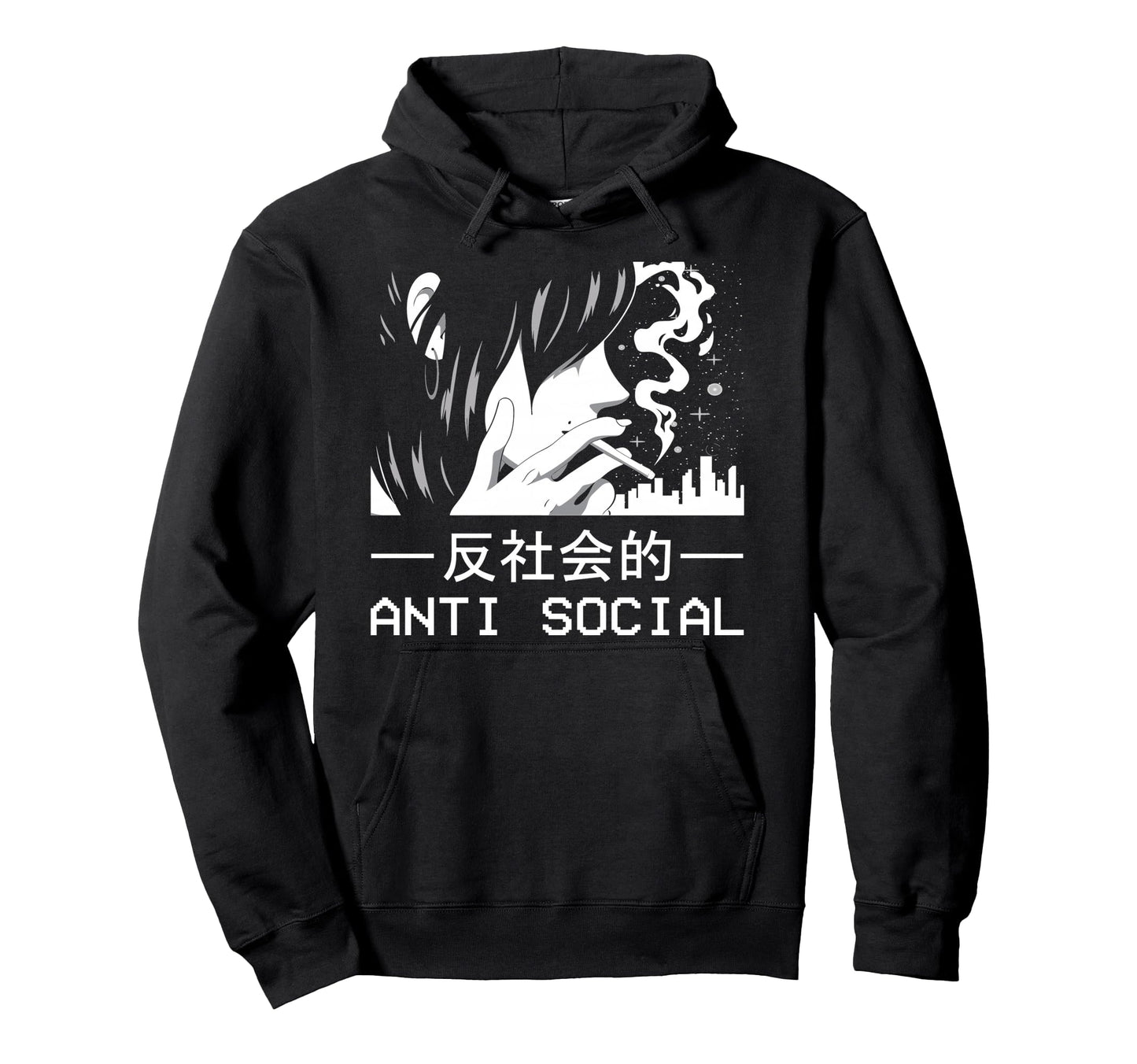 Japanese Aesthetic Antisocial Anime Sad Hoodie - Aesthetic Graphic Unisex