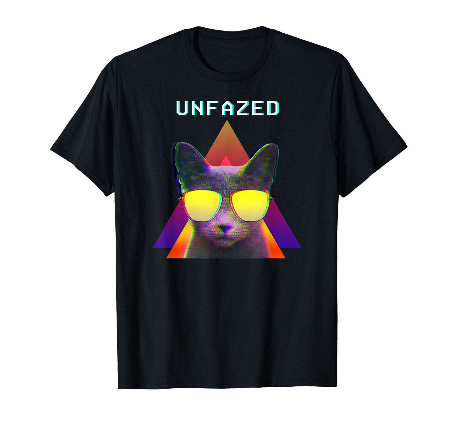 80S Vaporwave Aesthetic Unfazed Cat T-Shirt - Unique Graphic Men Women
