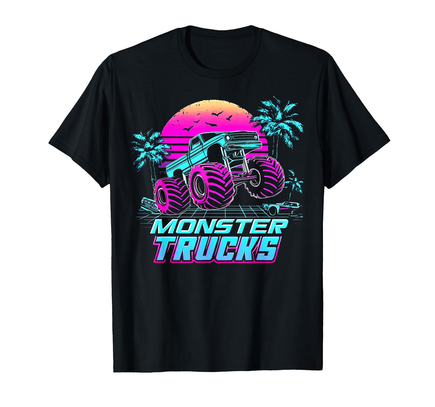 Monster Truck 4 Wheeler Vaporwave Aesthetic T-Shirt - Graphic Print Unisex