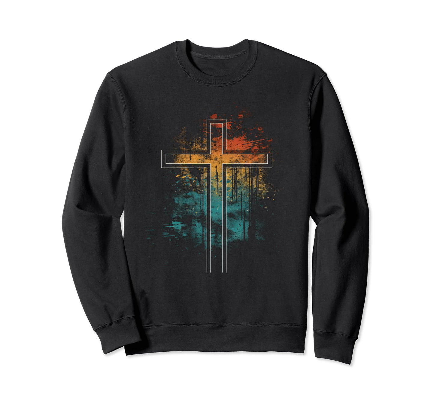 Cross Distressed 90S Goth Grunge Sweatshirt - Fun Novelty Design Men Women