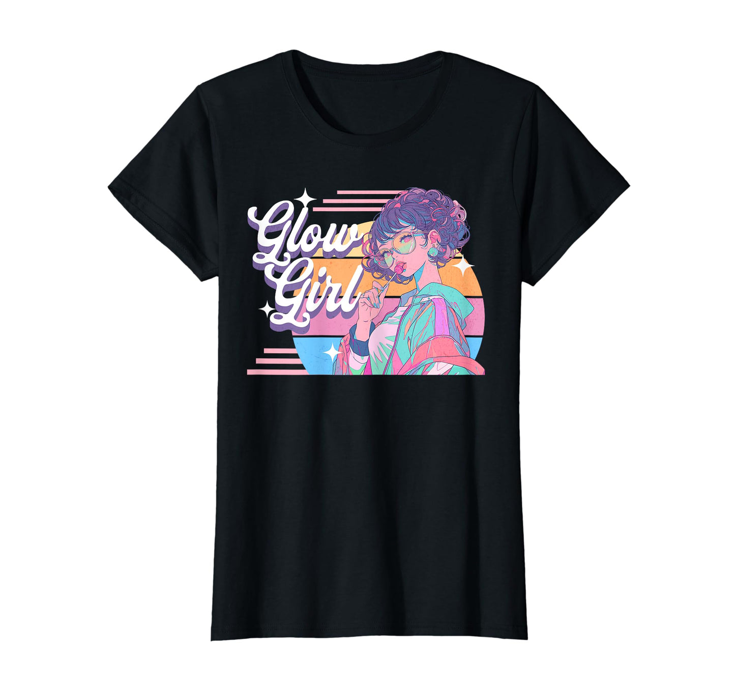 Glow Anime Groovy Vaporwave Aesthetic T-Shirt - Custom Art Print Unisex