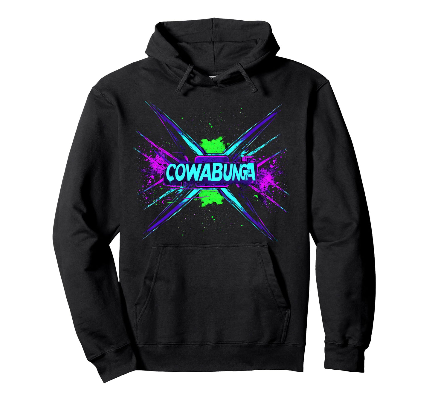 Cowabunga 80S 90S Nostalgia Slang Grunge Art Hoodie - Graphic Print Unisex