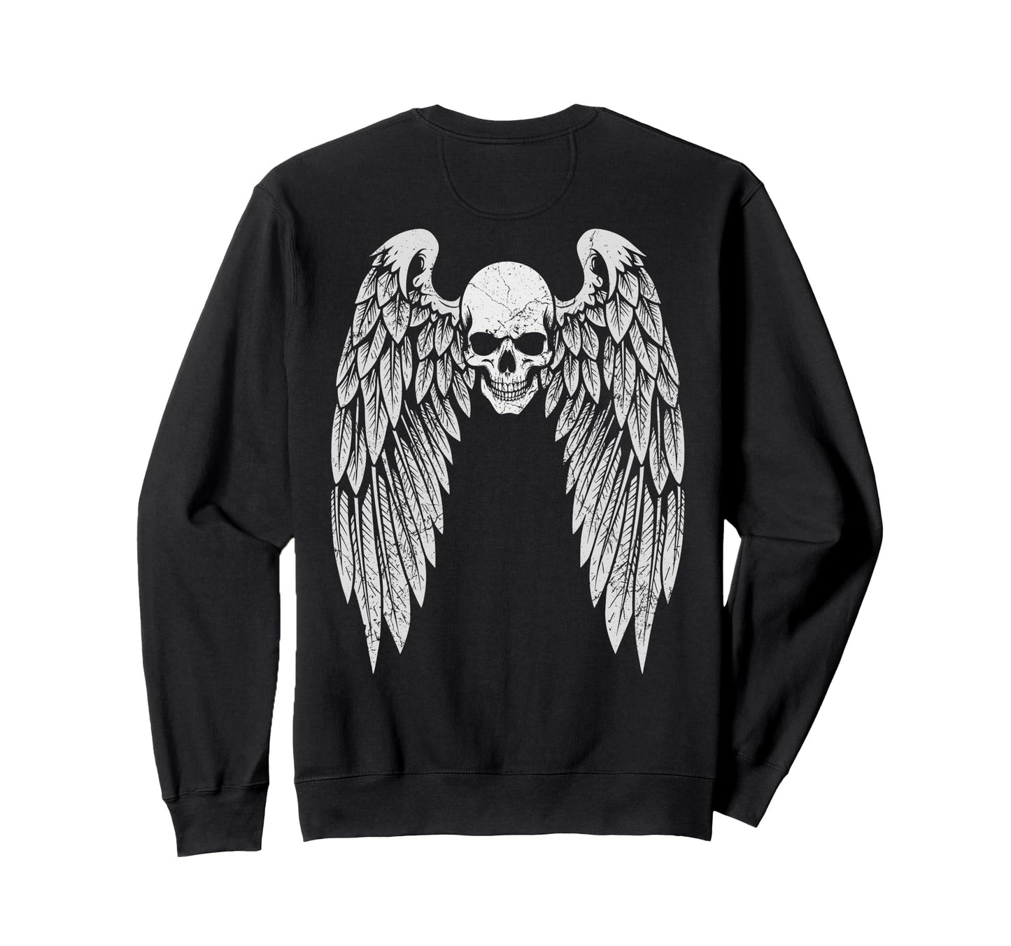 Grunge Wings Angel Back Skull Y2K Sweatshirt - Custom Art Print Men Women