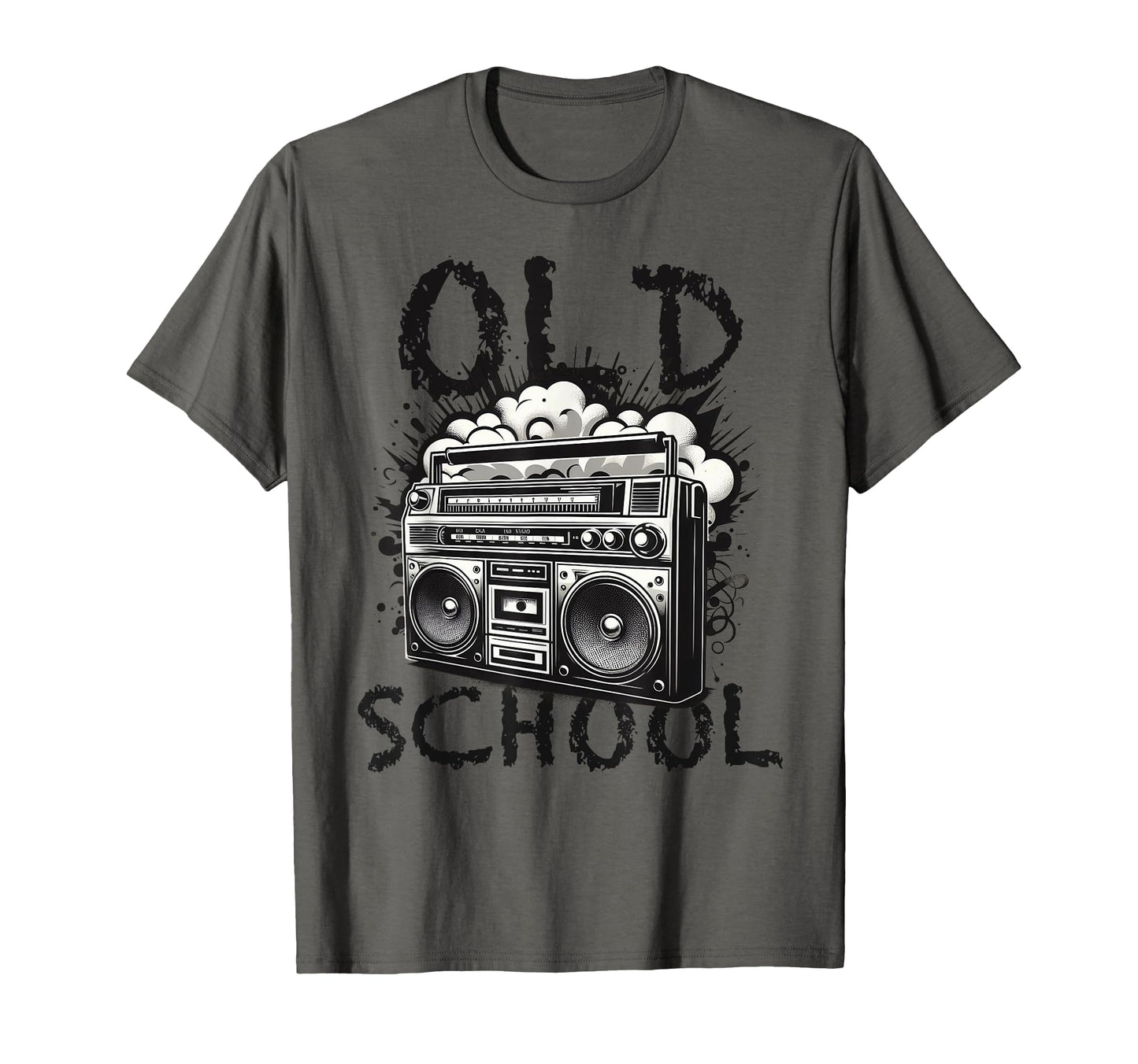Old School Boombox Black White Hip T-Shirt - Aesthetic Graphic Men Women