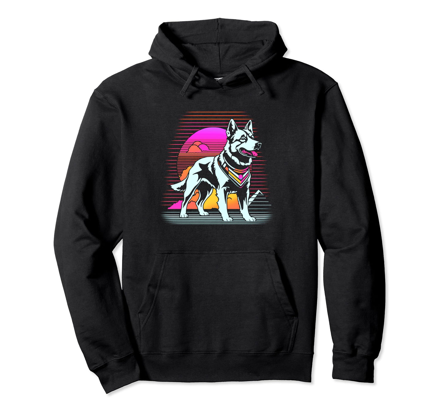 Sunset Vaporwave Aesthetic Dog Hoodie - Casual Everyday Wear for Adults