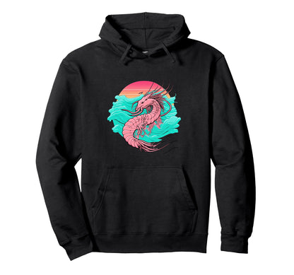 Shrimp Vaporwave Retrowave Aesthetic Hoodie - Fun Novelty Design Men Women