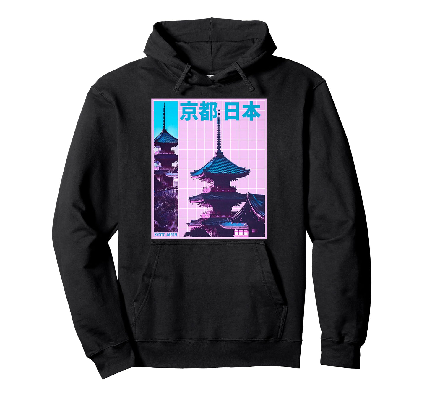 Kyoto Japan Aesthetic Vaporwave Vibes Hoodie - Graphic Print for Adults