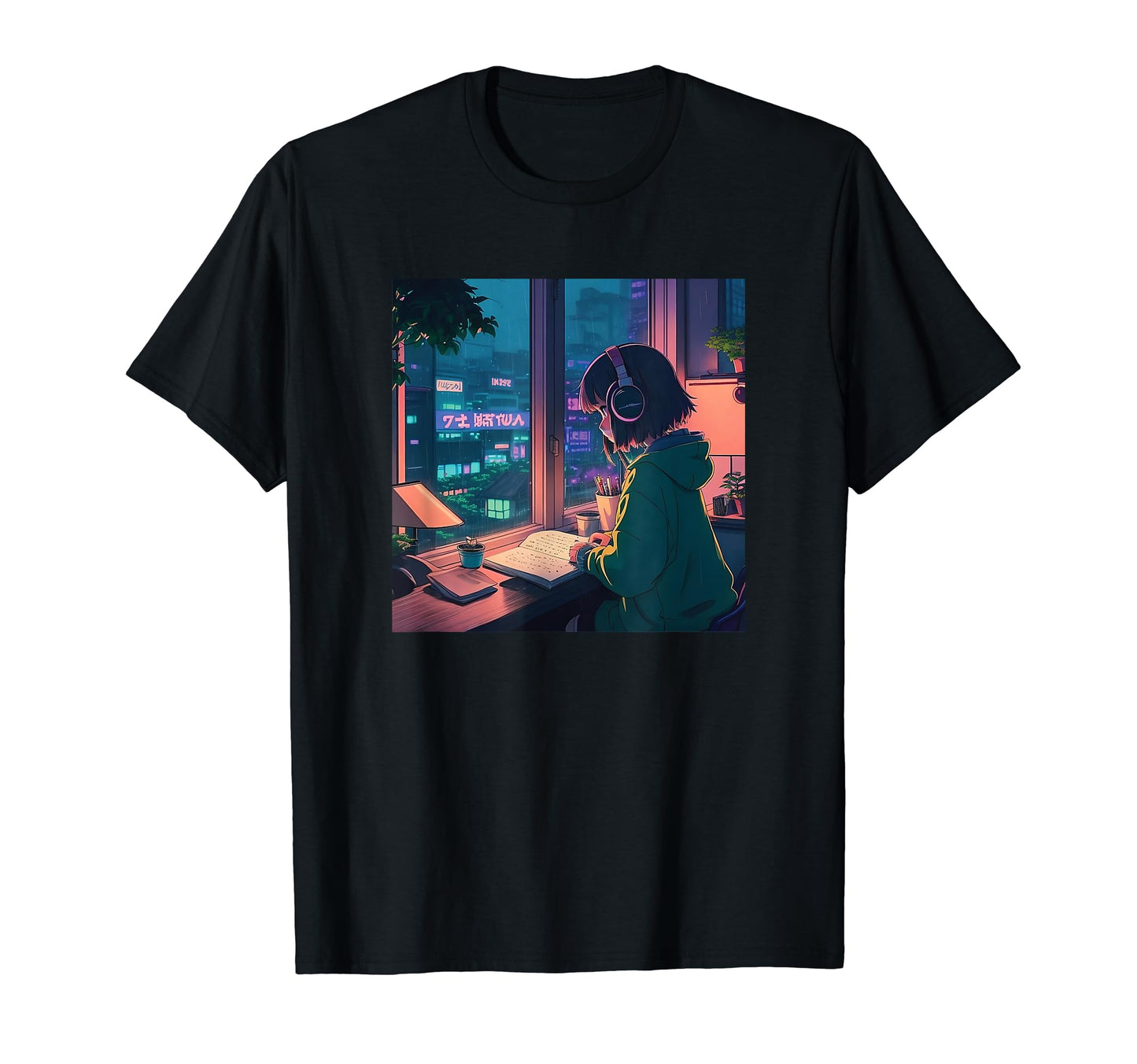 Lofi Anime Headphones 90S Vaporwave T-Shirt - Trendy Graphic Unisex