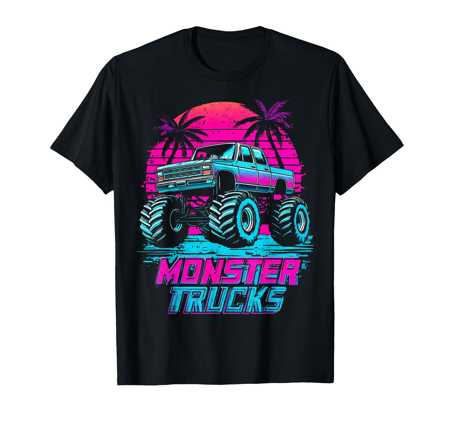 Monster Truck 4 Wheeler Vaporwave T-Shirt - Streetwear Style for Adults