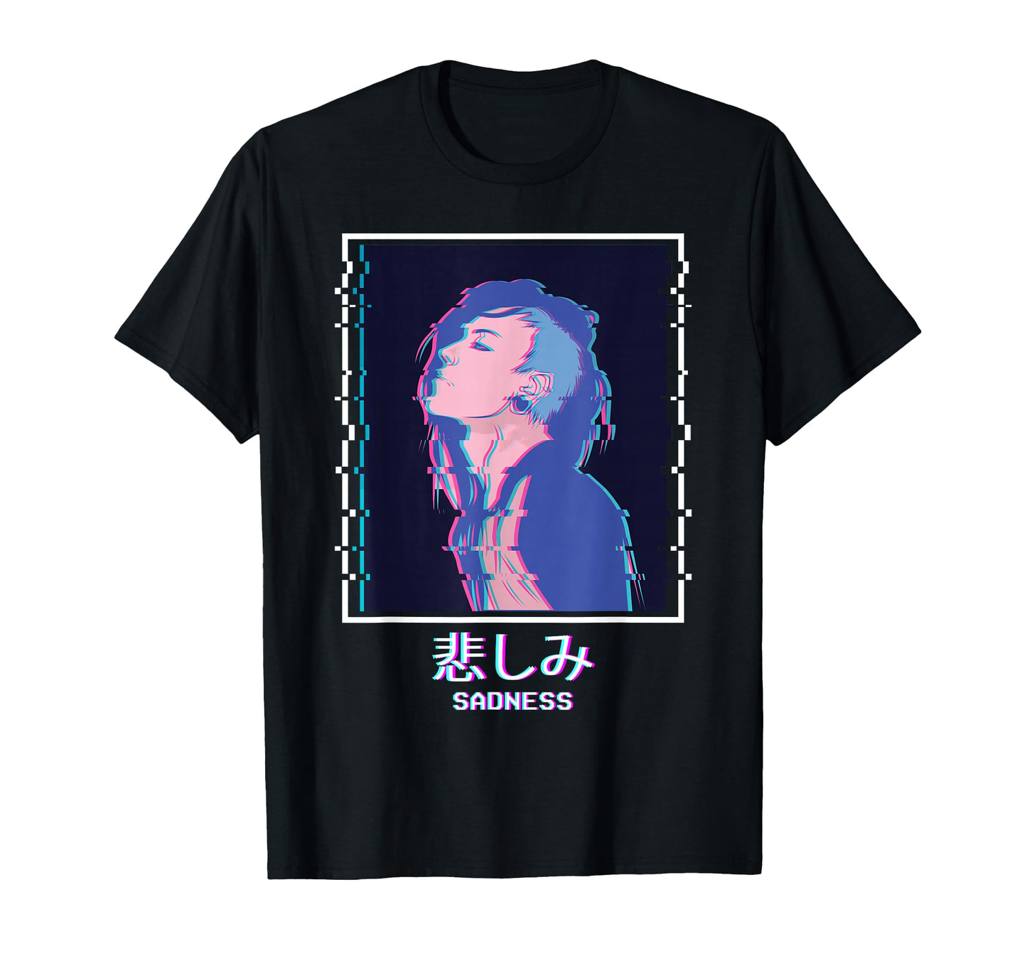 Sad Anime Punk Emo Vaporwave Aesthetic T-Shirt - Aesthetic Graphic Unisex