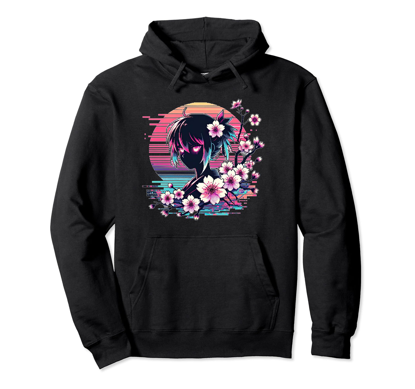 Sakura Synthwave Japanese Vaporwave Hoodie - Novelty Apparel Unisex