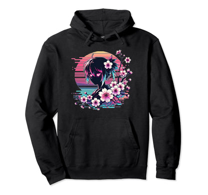 Sakura Synthwave Japanese Vaporwave Hoodie - Novelty Apparel Unisex