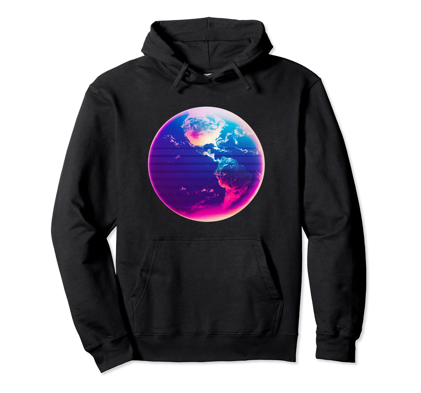 Earth Synthwave Aesthetic 80S Hoodie - Fun Novelty Design for Adults
