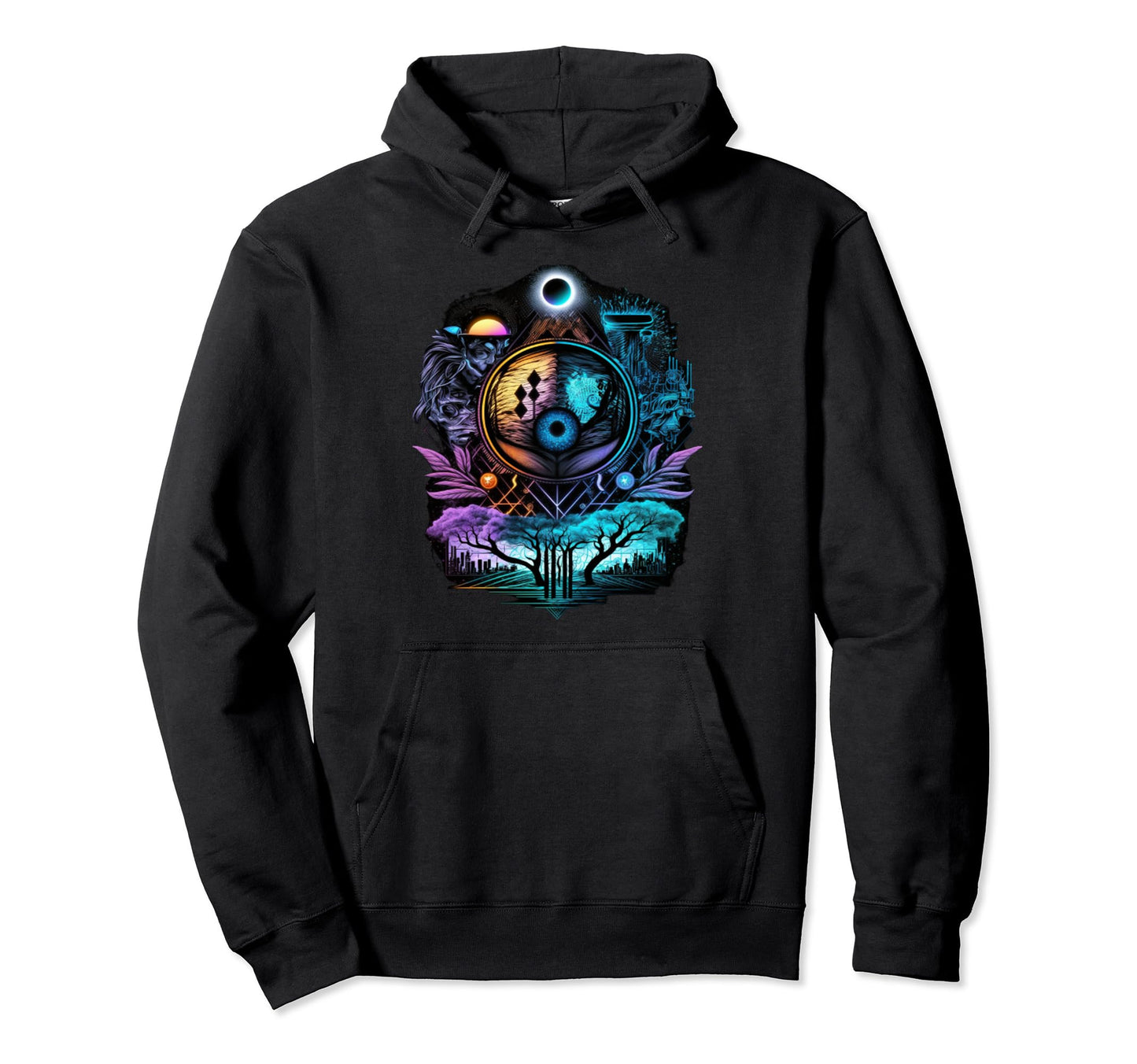 Vaporwave Aesthetic Psychedelic Eye Hoodie - Aesthetic Graphic for Adults