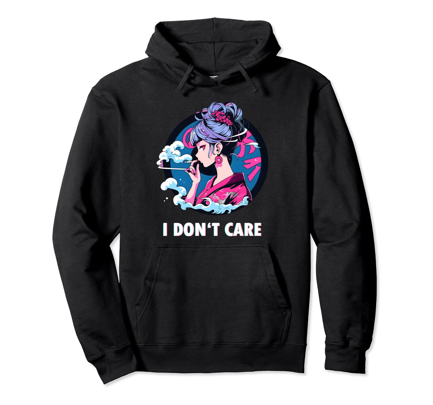Aesthetic Vaporwave Sad Face Japanese Hoodie - Custom Art Print for Adults