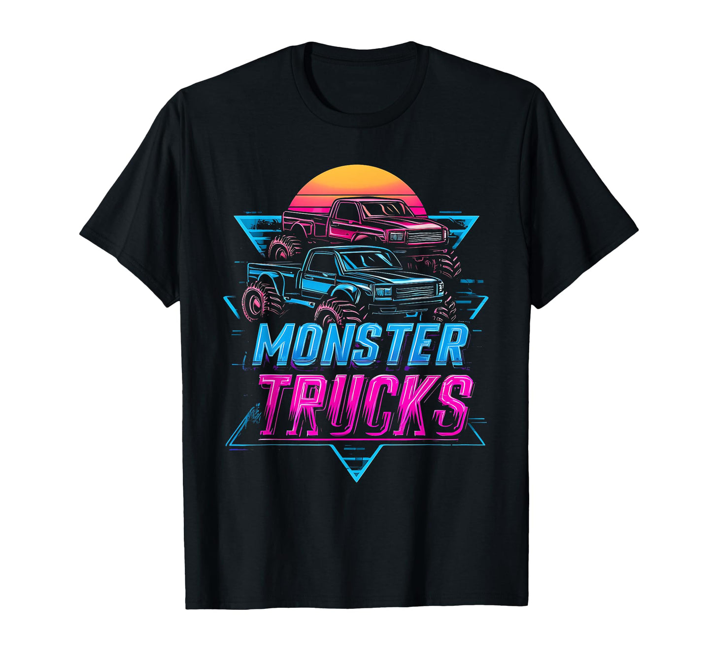 Monster Truck 4 Wheeler Vaporwave T-Shirt - Fun Novelty Design Men Women