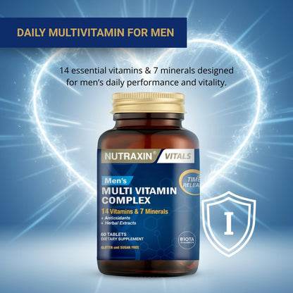 Nutraxin Multivitamin & Mineral Complex For Men - 60 Tablets - Comprehensive Vitamin & Mineral Supplement