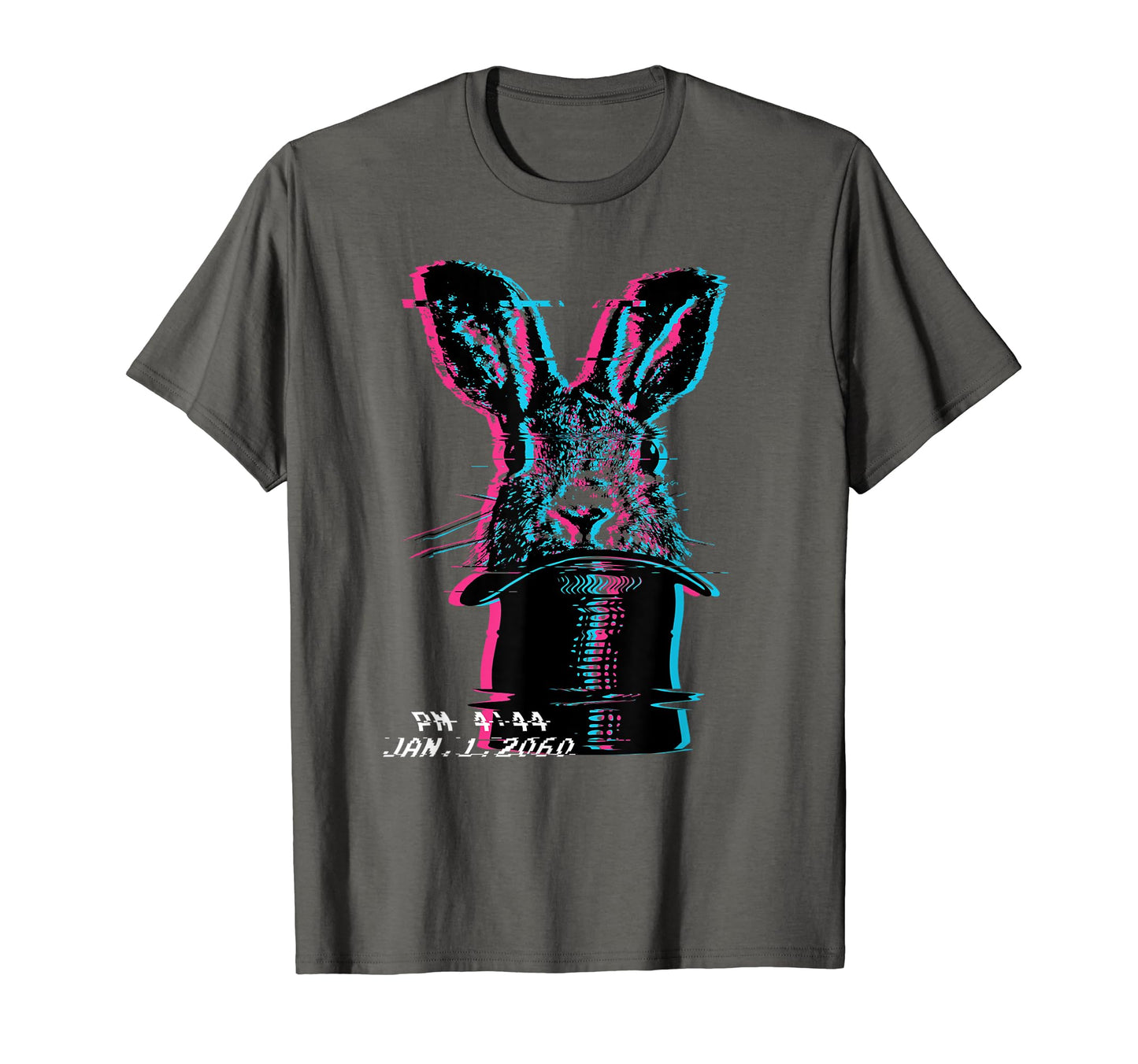 Glitch Art Rabbit Hat Magic Trick T-Shirt - Streetwear Style for Adults