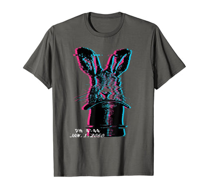 Glitch Art Rabbit Hat Magic Trick T-Shirt - Streetwear Style for Adults