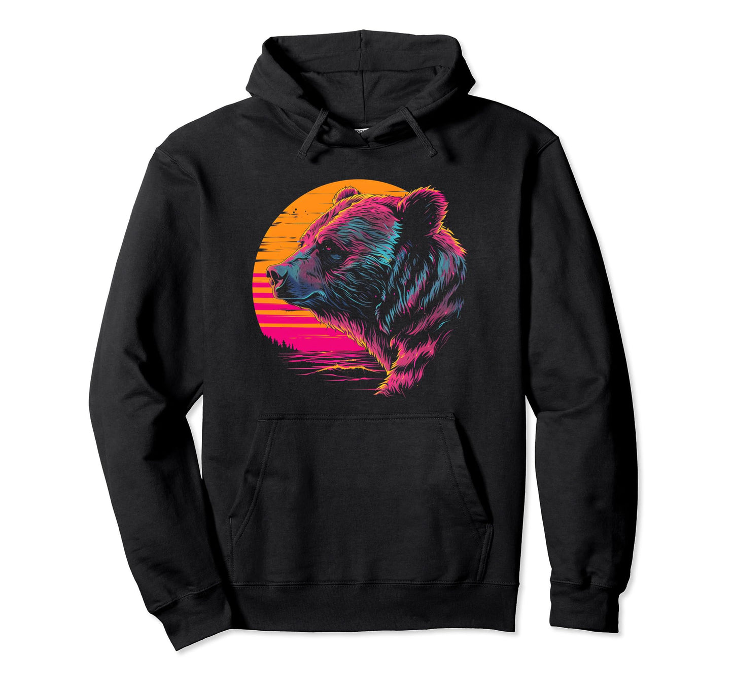 Bear Vaporwave Aesthetic Synthwave 80S Hoodie - Novelty Apparel Men Women