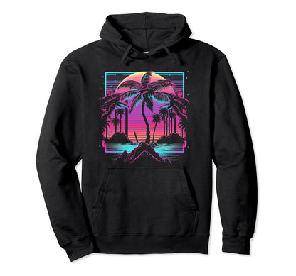 Palm Tree Vaporwave Retrowave Aesthetic Hoodie - Trendy Graphic Men Women