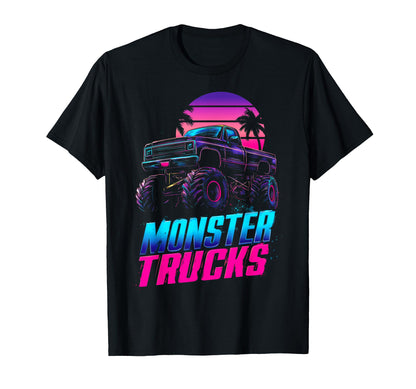 Monster Truck 4 Wheeler Vaporwave T-Shirt - Unique Graphic Men Women