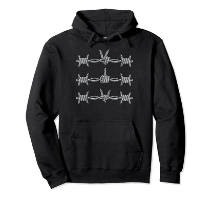Minimalist Grunge Barbed Wire Peace Hoodie - Custom Art Print Men Women