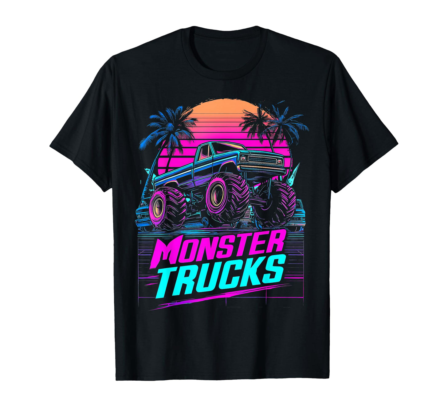 Monster Truck 4 Wheeler Vaporwave T-Shirt - Minimalist Print for Adults