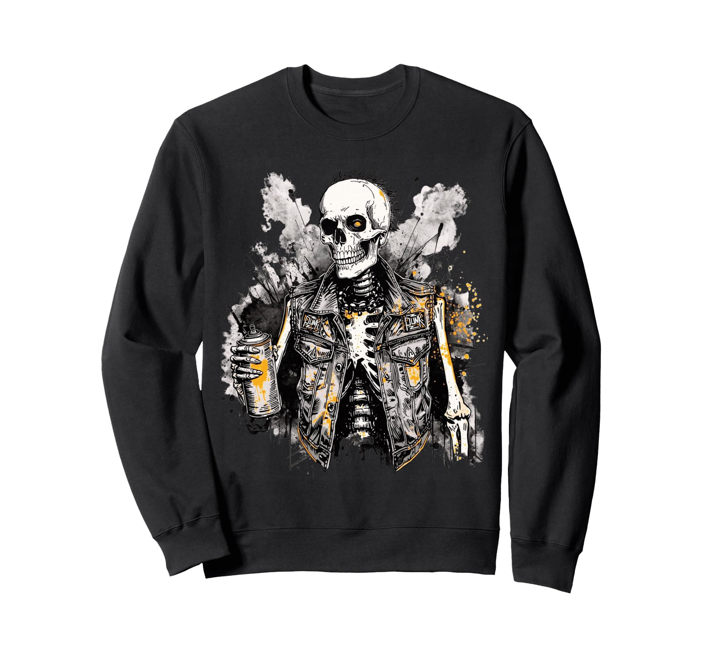 Grunge Rock Skeleton Graffiti Artist Sweatshirt - Unique Graphic Unisex