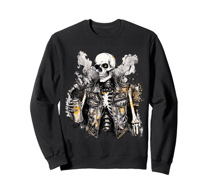 Grunge Rock Skeleton Graffiti Artist Sweatshirt - Unique Graphic Unisex