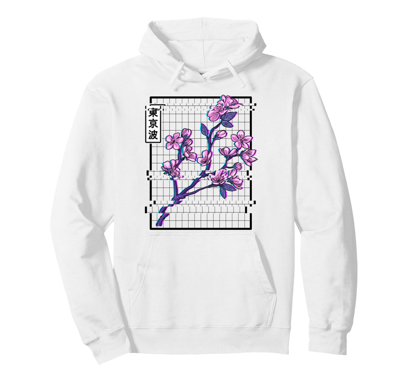 Cherry Blossom Glitch Pastel Japan Hoodie - Fun Novelty Design for Adults