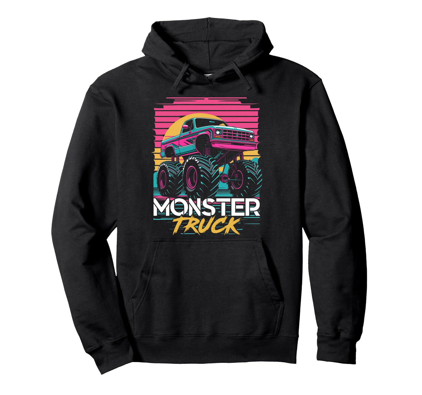 Vaporwave Aesthetic Monster Truck Hoodie - Novelty Apparel for Adults