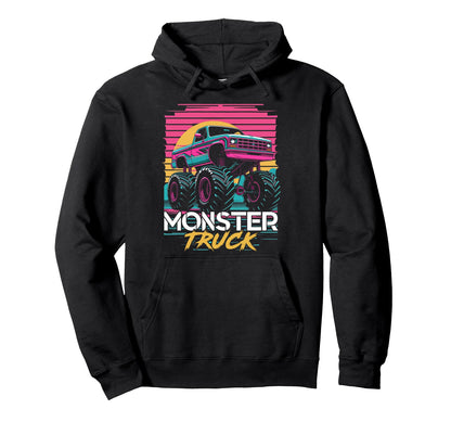 Vaporwave Aesthetic Monster Truck Hoodie - Novelty Apparel for Adults