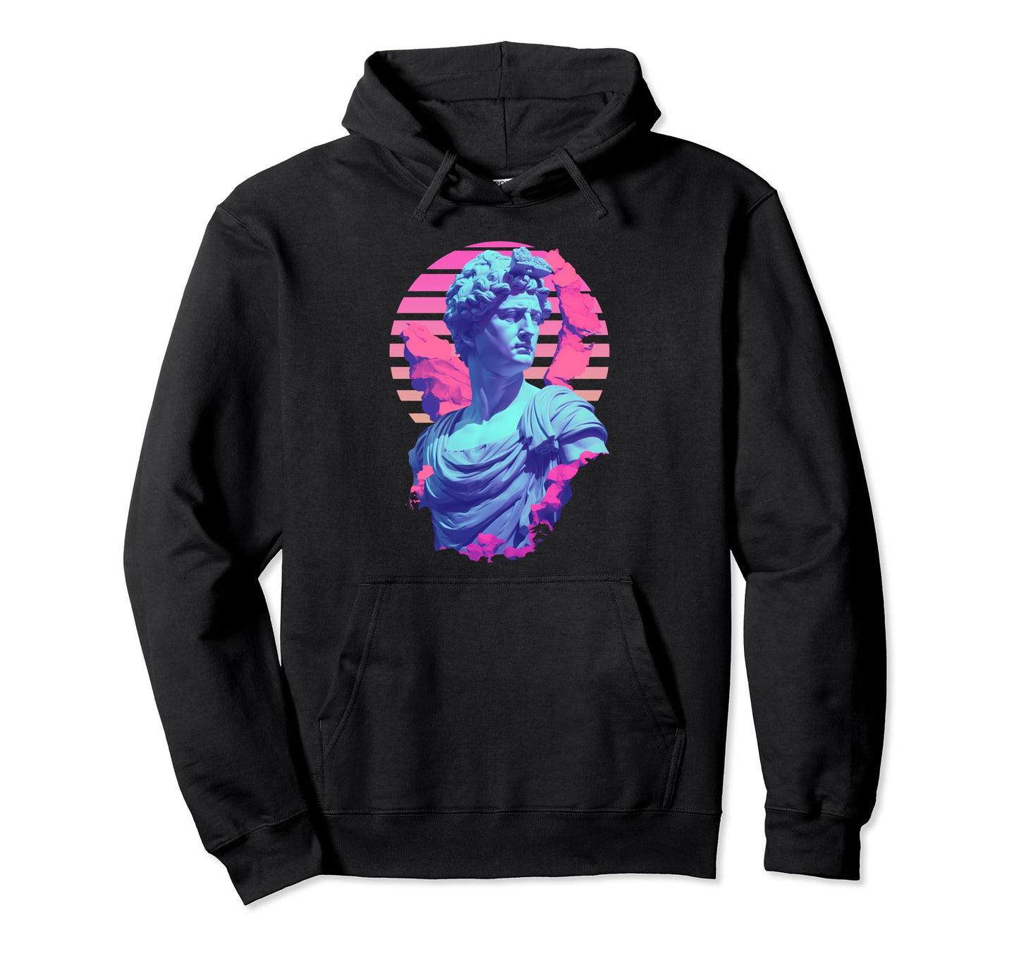 Vaporwave Aesthetic Synthwave Greek God Hoodie - Graphic Print Unisex