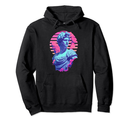 Vaporwave Aesthetic Synthwave Greek God Hoodie - Graphic Print Unisex