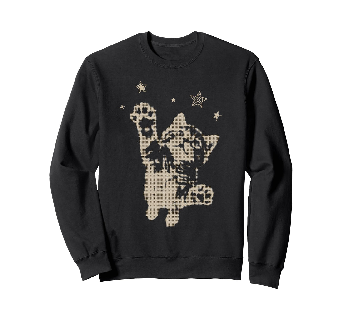 Y2K Cat Jumping Stars 90S 2000S Sweatshirt - Fun Novelty Design Unisex