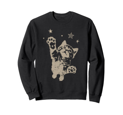 Y2K Cat Jumping Stars 90S 2000S Sweatshirt - Fun Novelty Design Unisex