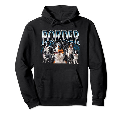 Border Collie Dog 90S Bootleg Grunge Rap Hoodie - Trendy Graphic for Adults