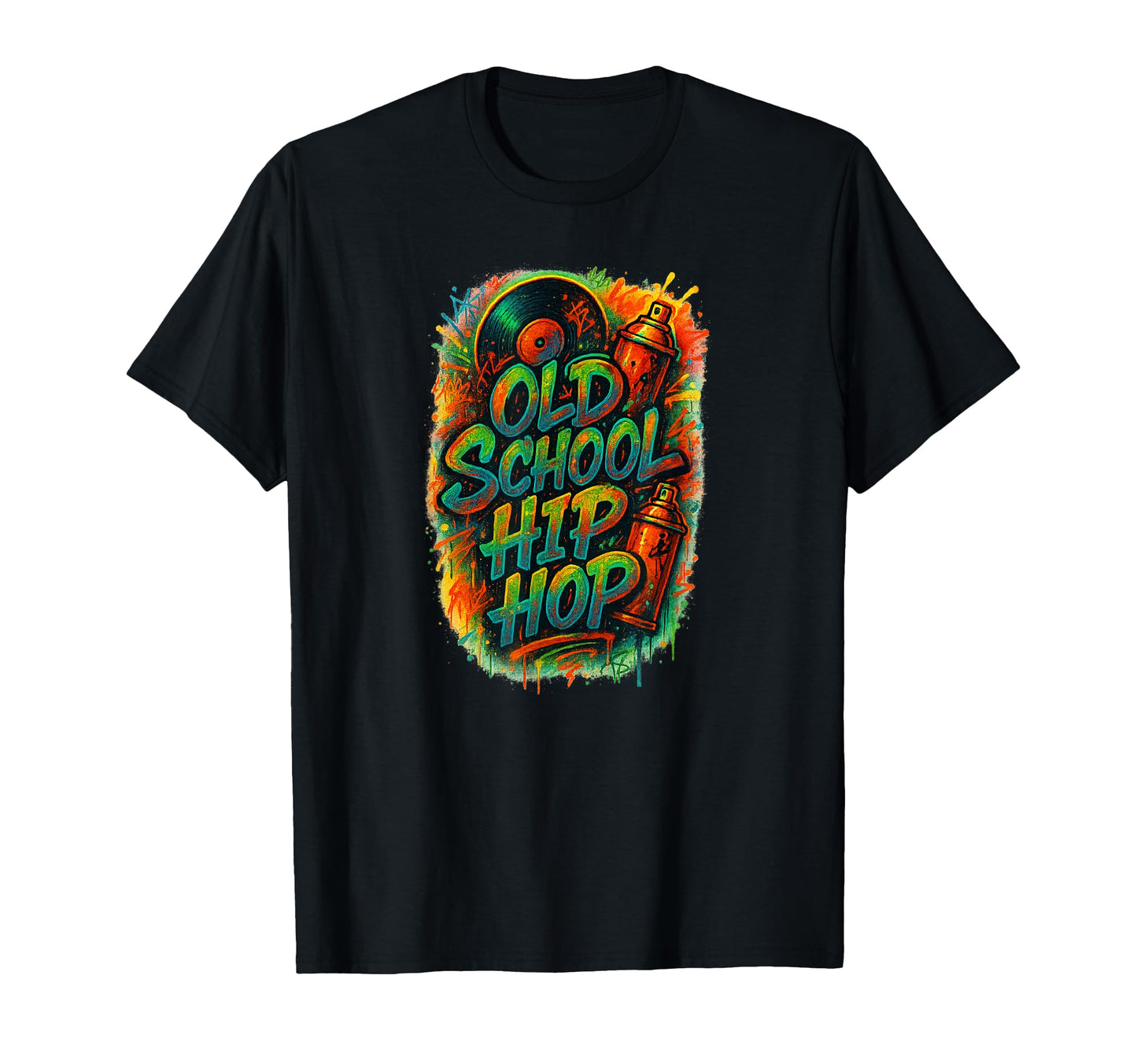 Old School Hip Hop Graffiti Vinyl T-Shirt - Streetwear Style for Adults