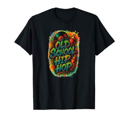 Old School Hip Hop Graffiti Vinyl T-Shirt - Streetwear Style for Adults