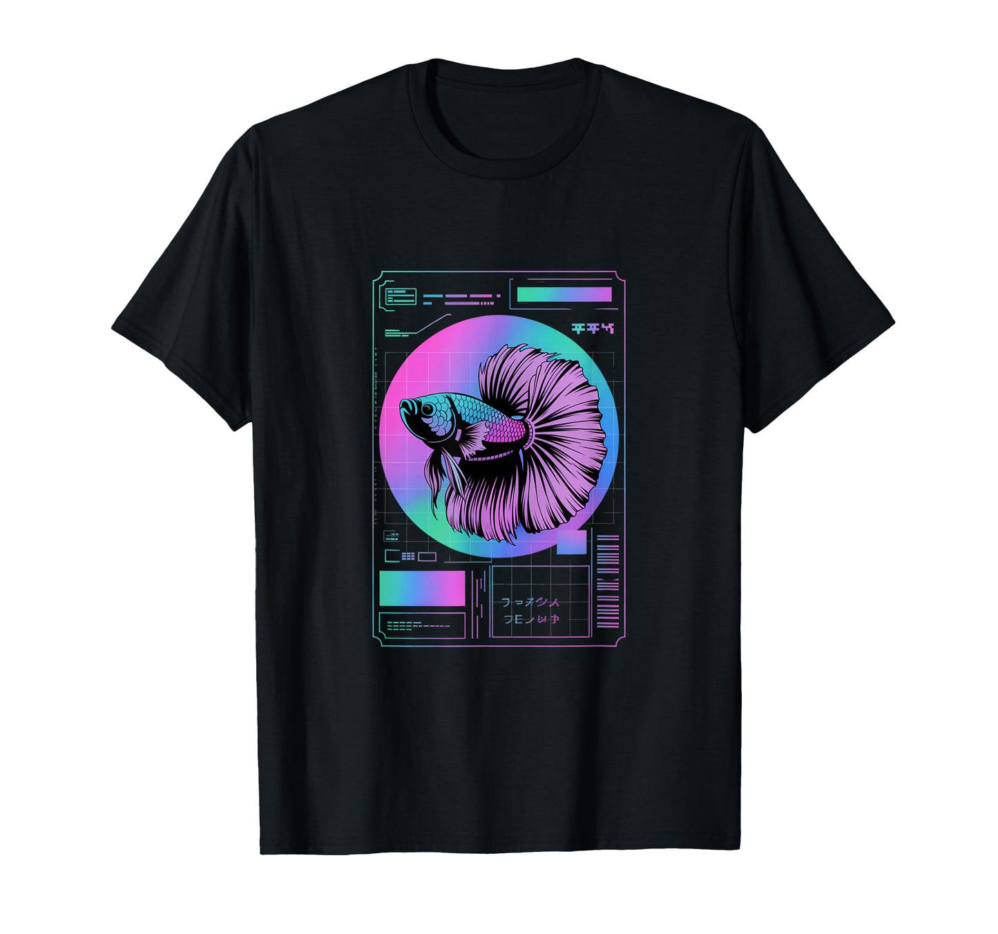 Cyberpunk Aquarium Halfmoon Betta T-Shirt - Novelty Apparel for Adults