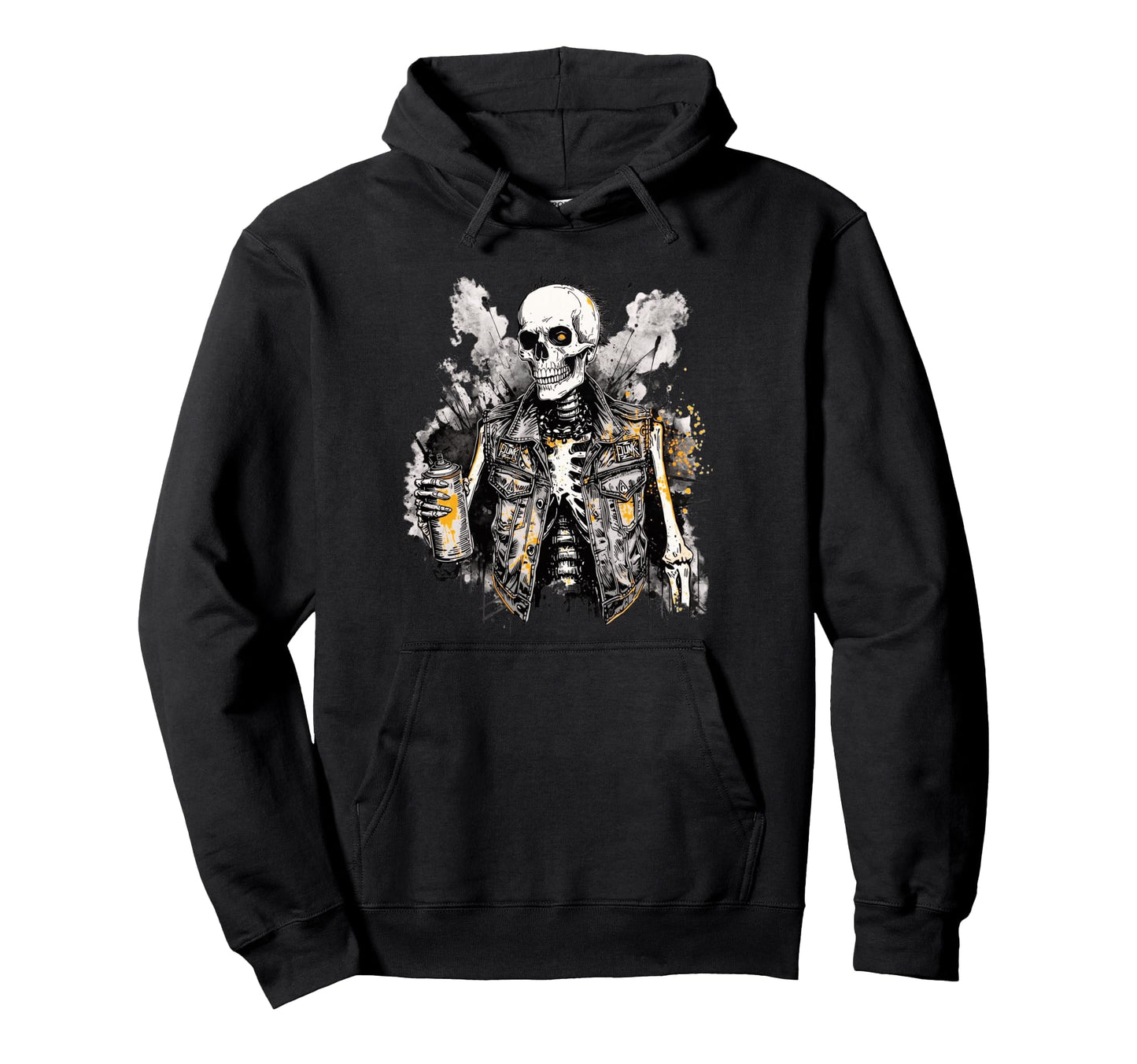 Grunge Rock Skeleton Graffiti Artist Punk Hoodie - Streetwear Style Unisex