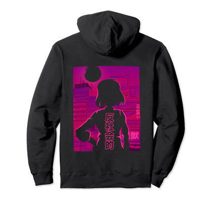 Antisocial Vaporwave Anime Hoodie - Custom Art Print for Adults