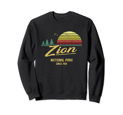 Zion 1919 Est National Park Outdoor Sweatshirt - Graphic Print for Adults