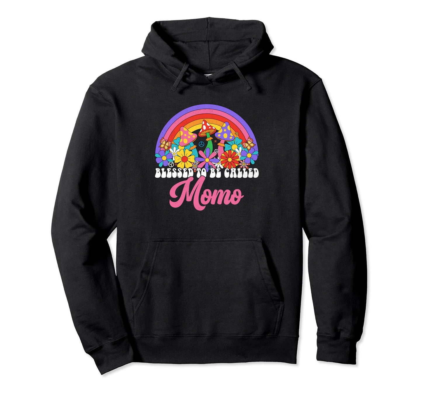 Blessed To Be Called Momo Rainbow Hoodie - Aesthetic Graphic for Adults