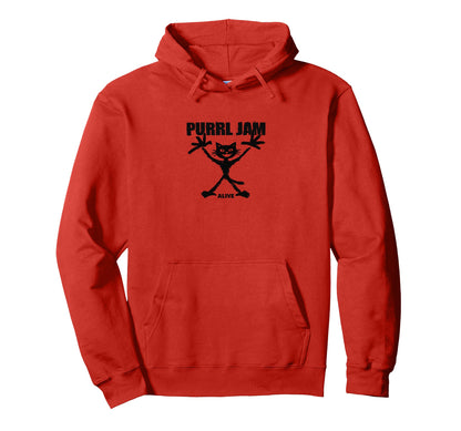 Purrl Jam Cat Rock Band Grunge Hoodie - Trendy Graphic Unisex